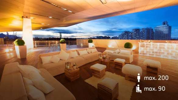 Outdoor terrace Outdoor terrace of BMW World Munich with lounge furniture