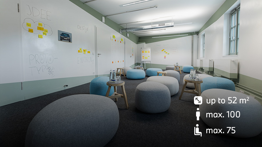 BMW Group Classic workshop rooms BMW Group Classic workshop room with seating and whiteboards for creative work
